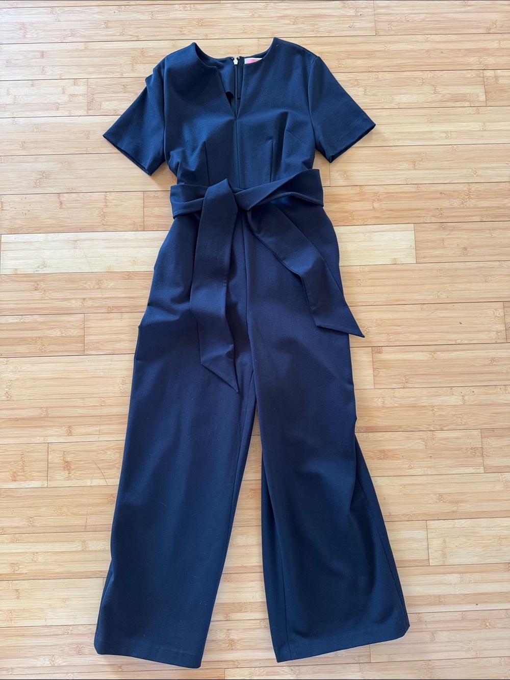 Kate Spade Black Short-Sleeve Belted Jumpsuit